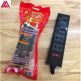 Ổ cắm chịu tải 2200W Nival N420 LÕI SỨ CHỐNG CHÁY MÀU ĐEN/ CAM