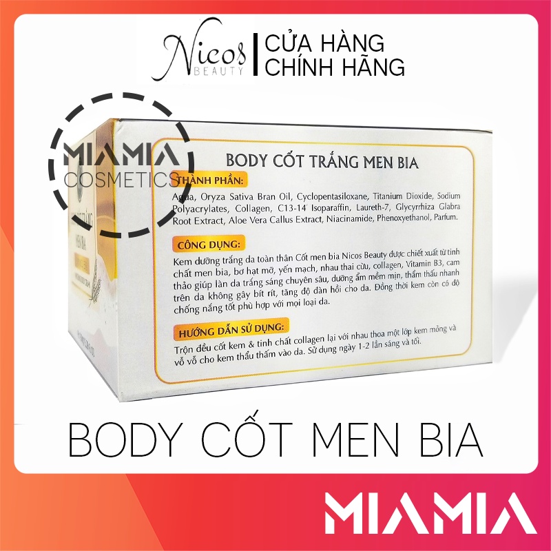 Kem Body Cốt Trắng Men Bia Nicos chính hãng