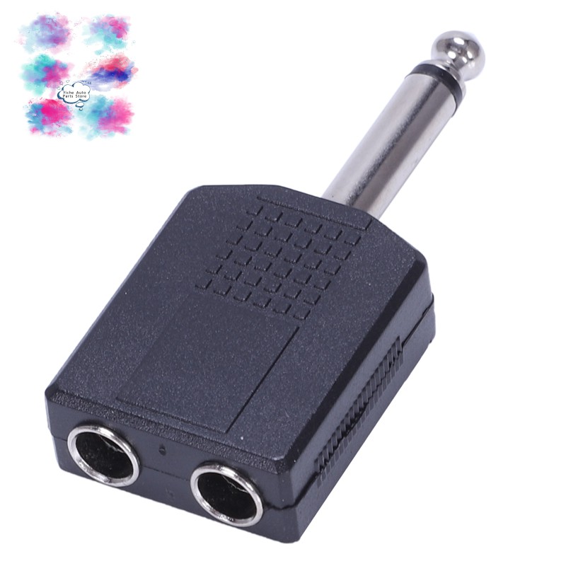  Black 6.35 1/4" Male to Dual Female Mono Y Cord PA Audio Cable Adapter