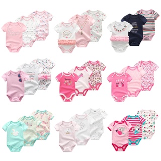 Bộ 3 bodysuit cho bé sơ sinh cotton đồ sơ sinh bé gái body bé gái áo liền