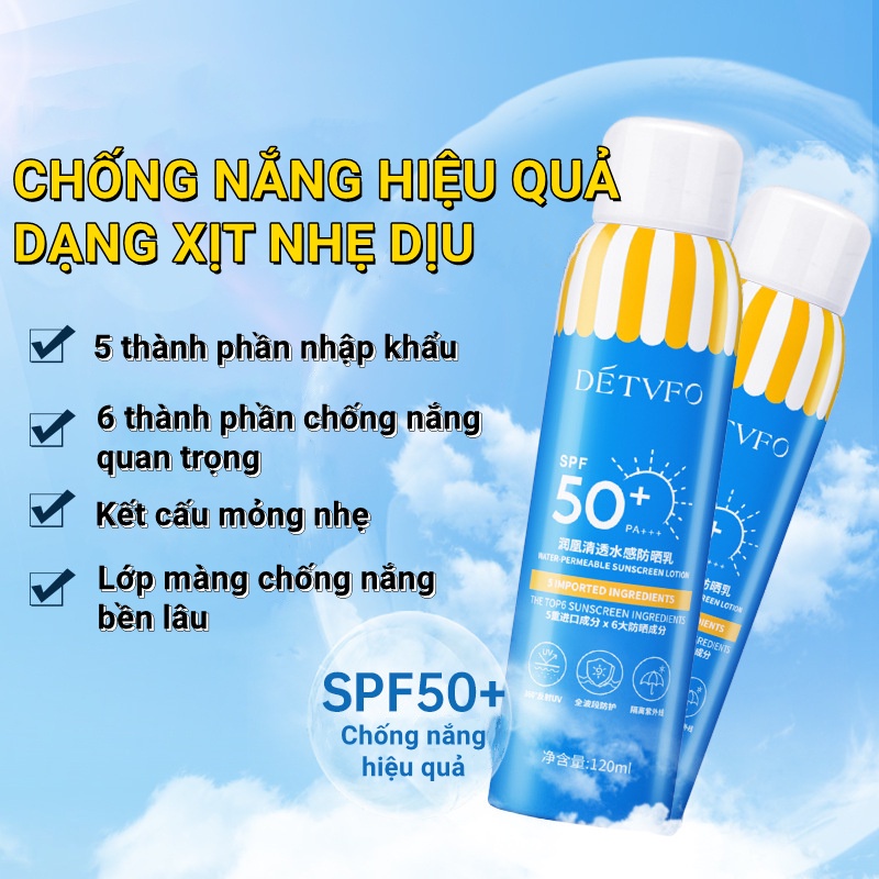 KEM CHỐNG NẮNG DÉVFO DẠNG XỊT SPF 50 PA+++ BẢO VỆ DA KHỎI TÁC ĐỘNG CỦA ÁNH NẮNG MỎNG NHẸ KIỀM DẦU