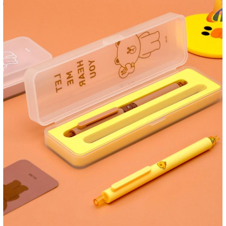 [Hỏa Tốc HCM] Bộ 2 Bút Gel Mực Đen KACO LINE Brown Cony Sally - Ngòi 0.5mm (Kèm hộp đựng bút)