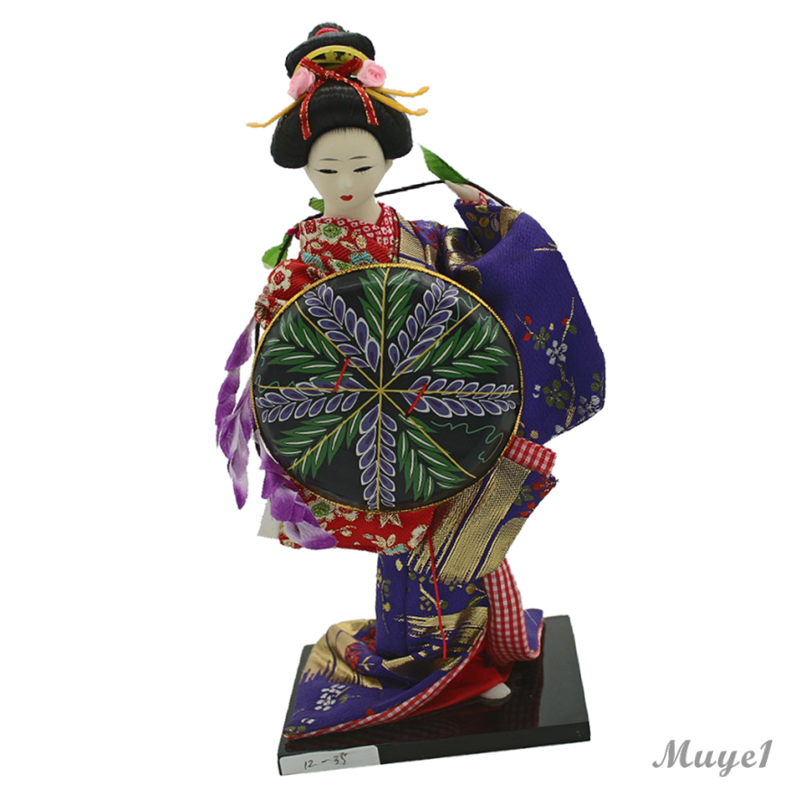 Búp Bê Geisha Mặc Kimono Màu Tím Cỡ 12inch