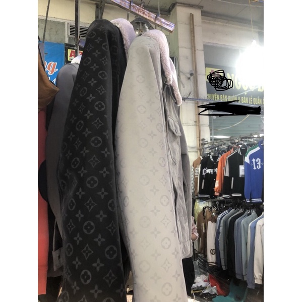 Áo khoác da nhung lót lông Nam in chữ  hàng QCL1