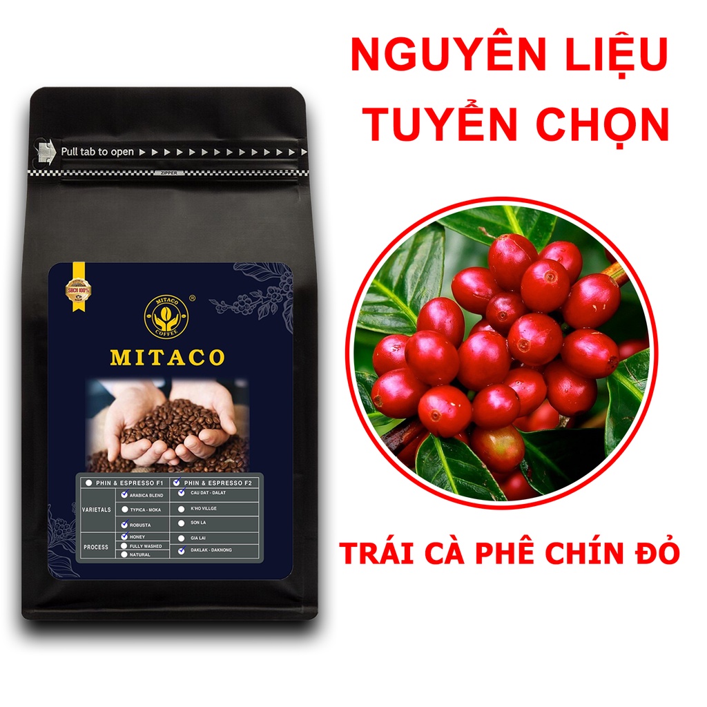 Cà phê nguyên chất Hảo Hạng F2 MITACO COFFEE (Gói 250g)