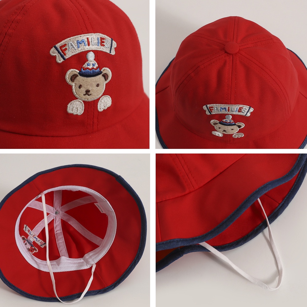 Nón Tai Bèo Che Nắng Thêu Họa Tiết Gấu Hoạt Hình Dễ Thương Thời Trang Cho Bé