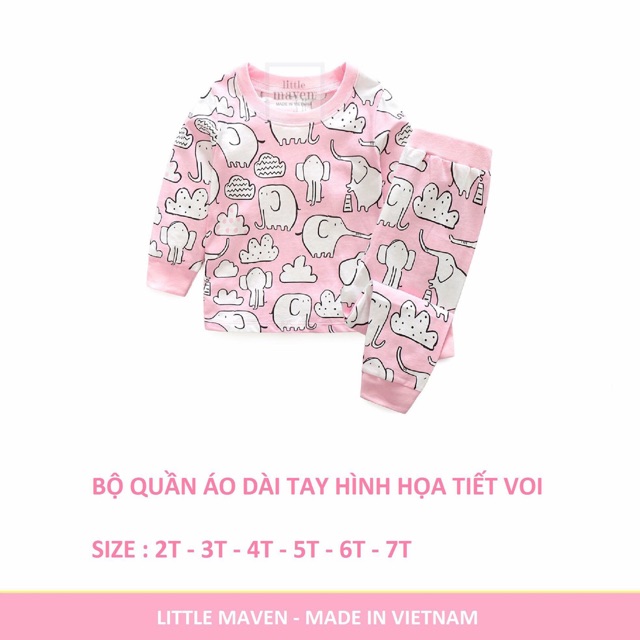 Bộ thu đông bé gái Little maven nhiều hoạ tiết
