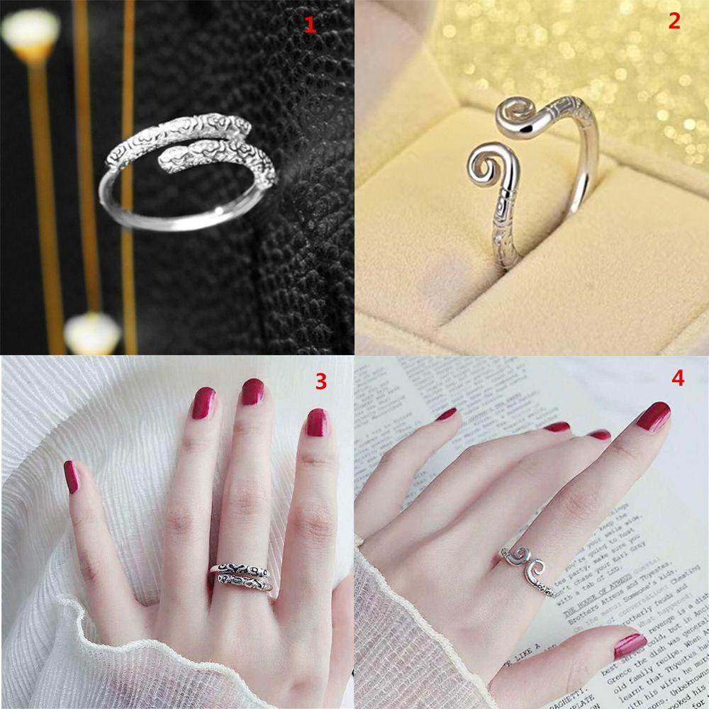 FUTURE Retro Opening Rings Men Sterling|Couple Rings Women Feathers Wedding High-quality Jewelry Gifts