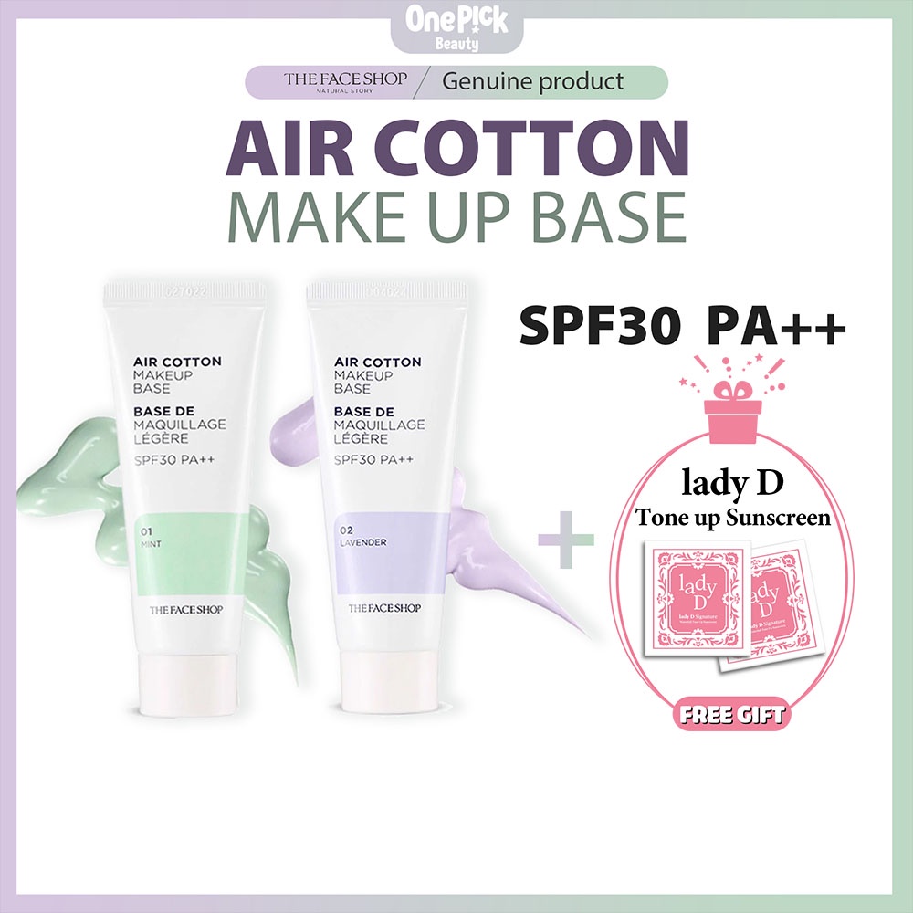 Kem Lót Trang Điểm THE FACE SHOP AIR COTTON 40ML Mang Lại Lớp Nền Mịn Dưỡng Ẩm Kết Hợp Chống Nắng Lâu Trôi