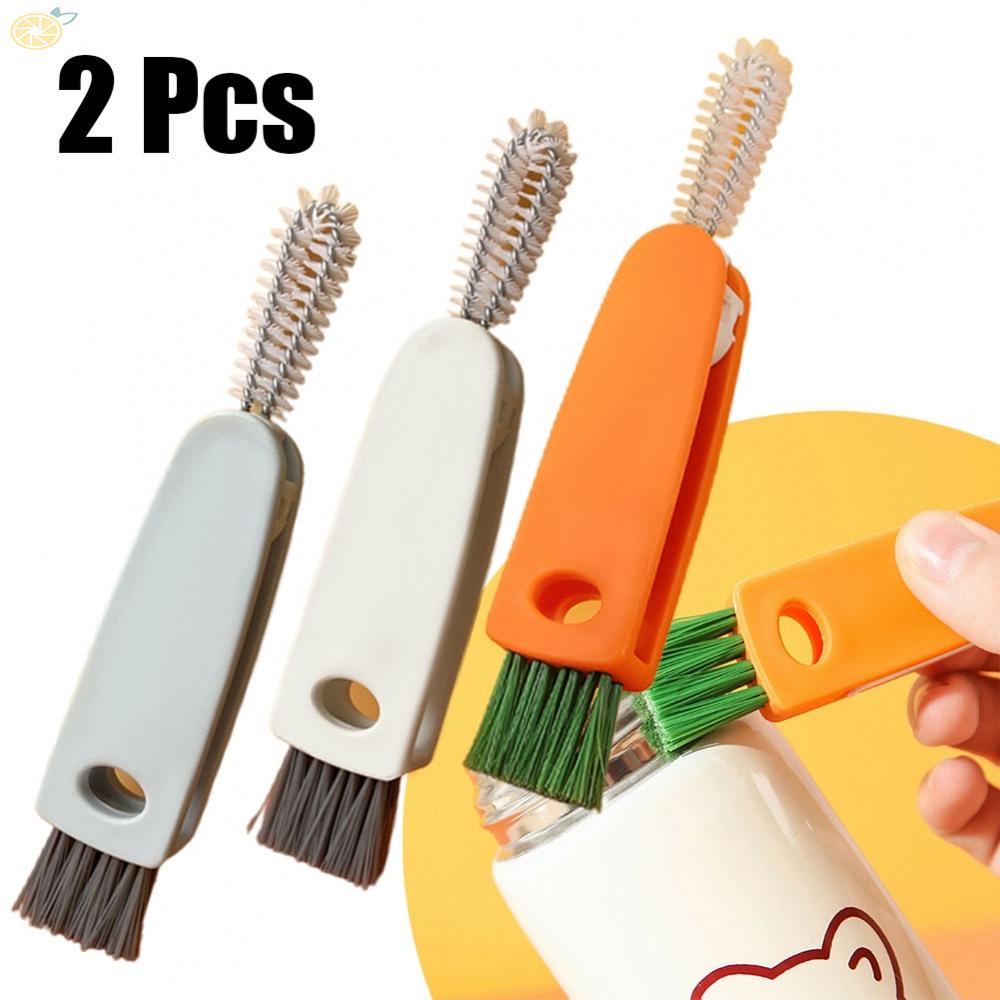 【VARSTR】2 PCS 3 In 1 Bottle Cap Detail Brush Cleaner Bottle Brush Cup Cover Lid Cleaning