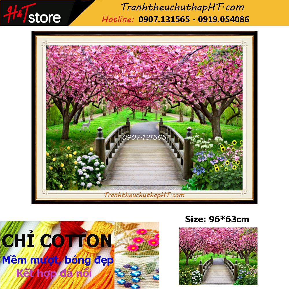 Tranh đính đá tự làm - Tranh thêu chữ thập Cây cầu tình yêu LV125, LV3082 - Chưa đính