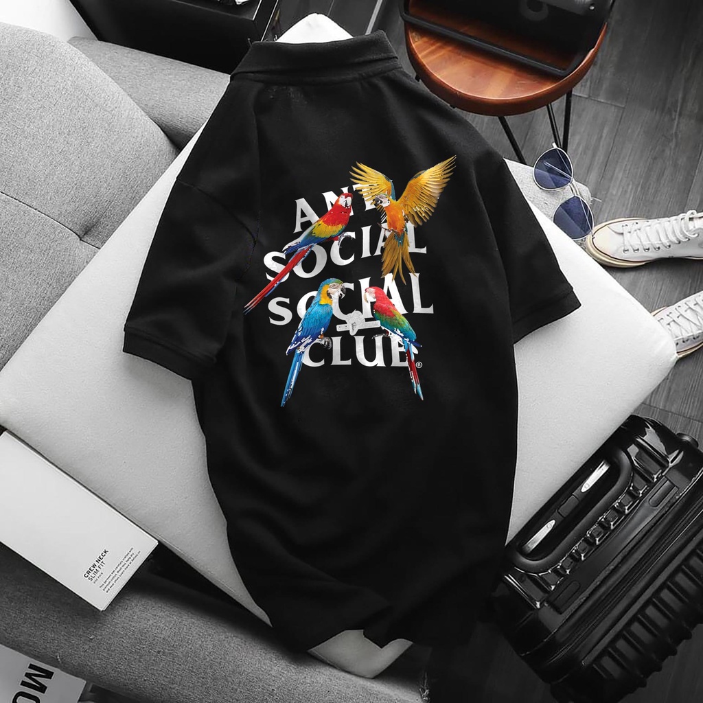 Áo POLO ATSSCL, chất Thun Cá Sấu Poly Thái full size Nam Nữ, Áo có cổ trắng đen, cổ trụ Unisex, KKimShop