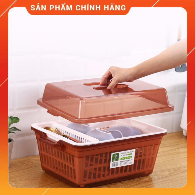 CHÍNH HÃNG -  Tủ đựng chén bát bằng nhựa có nắp đậy cao cấp,Hộp đựng bát đũa 8852