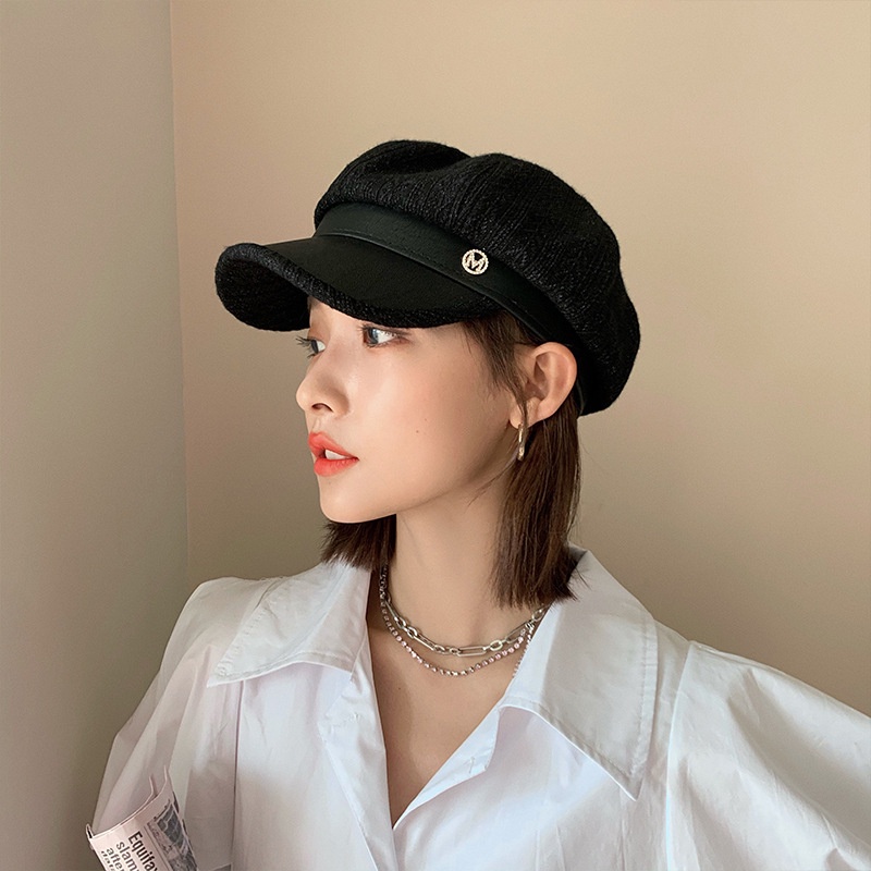 Mũ beret bằng da PU phong cách Hàn Quốc cho nữ
