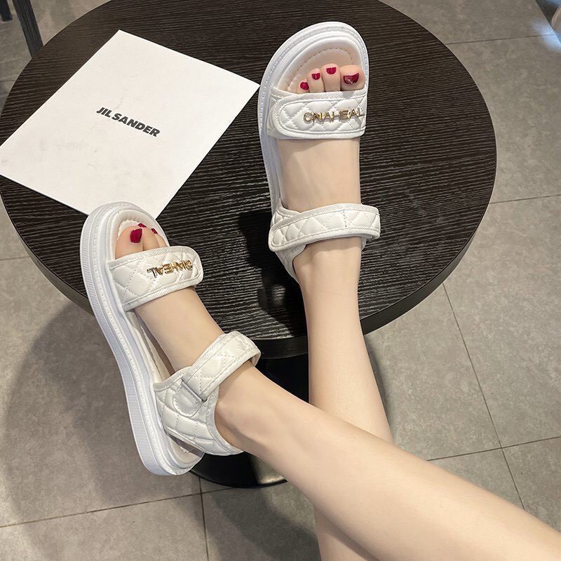 Sandal nữ đi học- sandal chaanel=praada  trần chỉ quai sau- sandal siêu nhẹ đế thể thao dày 3,5cm