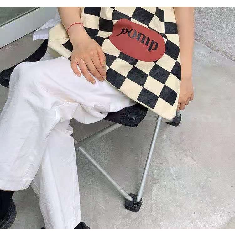 Túi xách canvas size lớn màu sắc tương phản phong cách Hàn Quốc