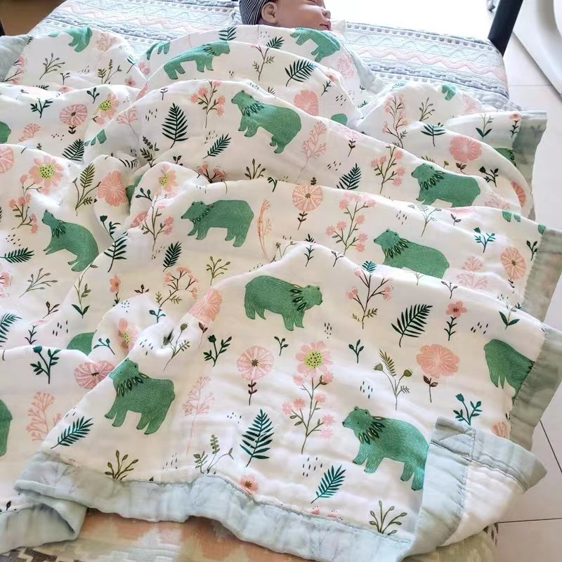 [LOẠI DÀY] Chăn xô cho bé, Khăn xô 6 lớp cotton cao cấp mềm mại, họa tiết nhiều hình xinh xắn, bo viền cho bé Thị Nắng