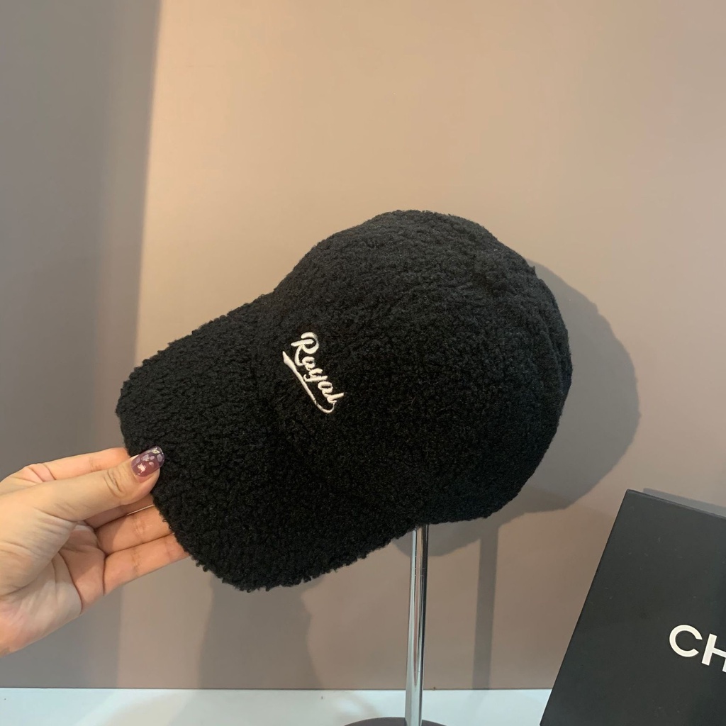 Mũ lưỡi trai phối vải lông màu sắc thời trang Hàn Quốc cho nữ