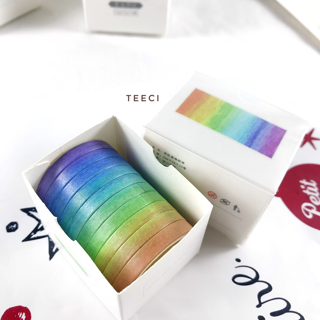 <Ảnh Thật Shop Chụp> Lẻ 1 Cuộn Washi Tape Mini 5mm DIY Trang Trí Bullet Journal, Nhật Ký, Sổ Lưu Niệm Teeci678