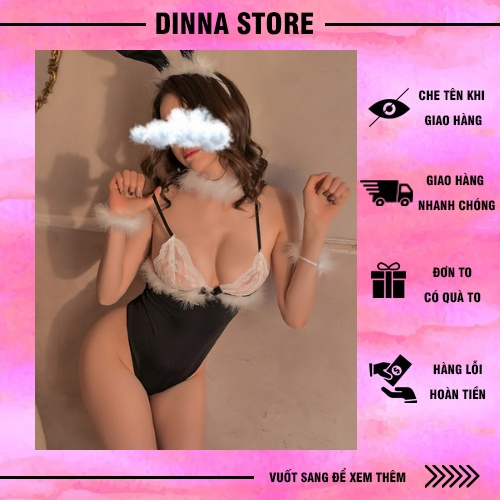 Set đồ ngủ sexy set hóa trang nữ cosplay tai thỏ quyến rũ gợi cảm, che tên khi giao