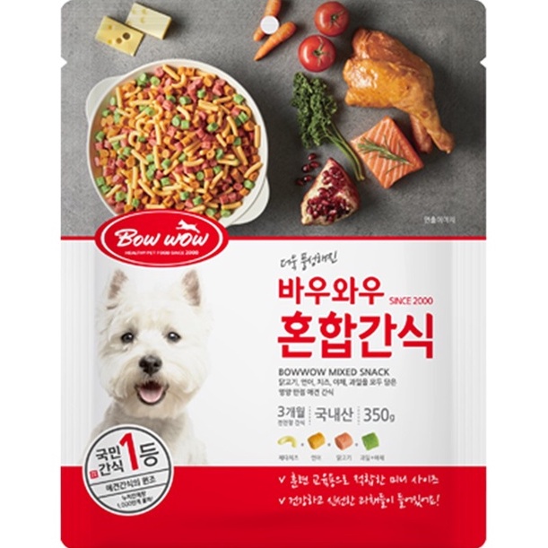 [DINH DƯỠNG CAO CHO CHÓ] Snack hỗn hợp cho chó BOWWOW vị Gà và Cá Hồi 350g - Ăn vặt cho chó - Snack cho chó
