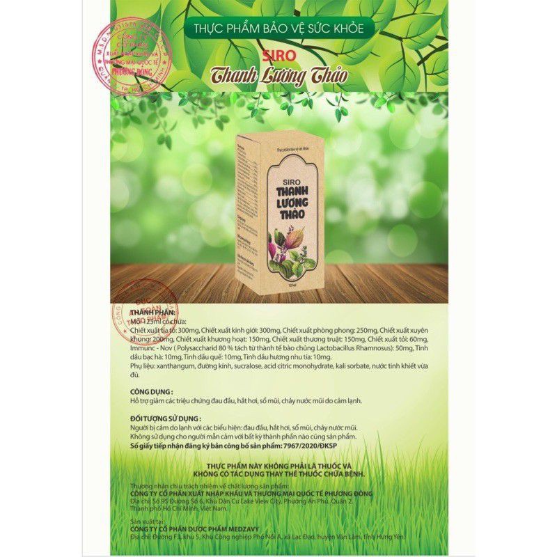 Thanh Lương Thảo Cửa Sổ Vàng Nguyễn Duy Cương Hỗ Trợ Giảm Các Triệu Chứng Do Cảm Lạnh