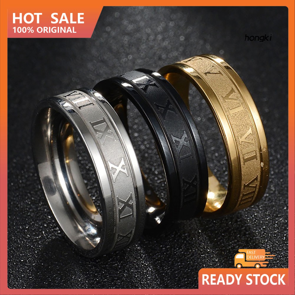 Nhẫn Thép Titan Khắc Số La Mã Thời Trang