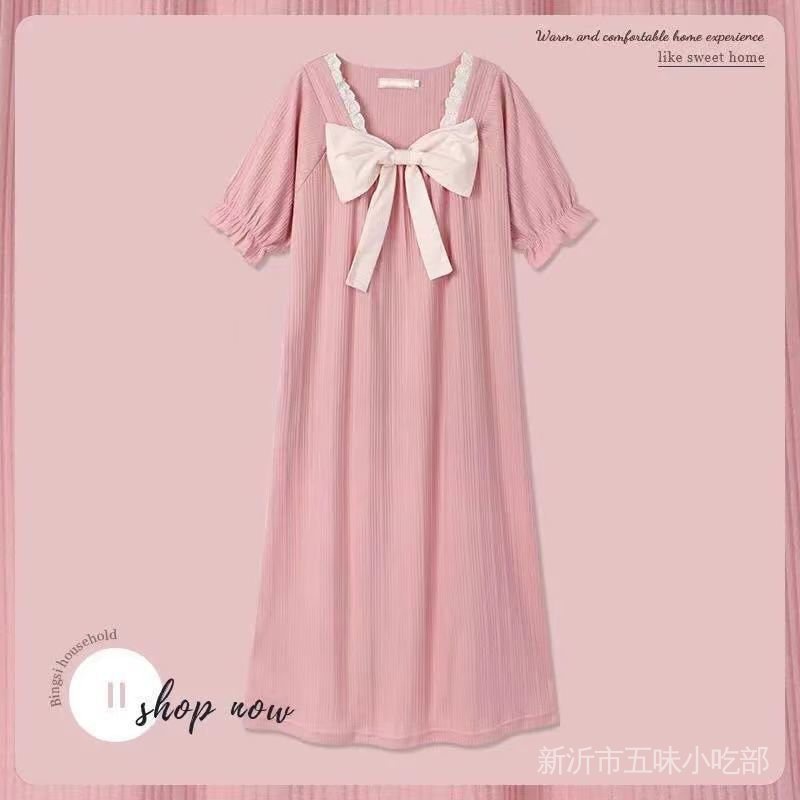 Đầm Ngủ Chất Liệu 100% Cotton Nguyên Chất Tay Ngắn Thời Trang Mùa Hè Cho Nữ