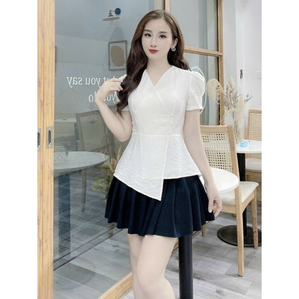 Áo sơ mi cổ V vạt lệch 0085 A1000.259 | BigBuy360 - bigbuy360.vn