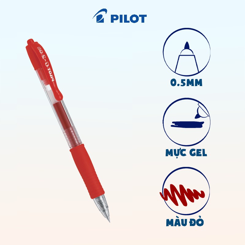 Bút gel Pilot G-2 mực đỏ, xanh, đen, tím BL-G2-5-R