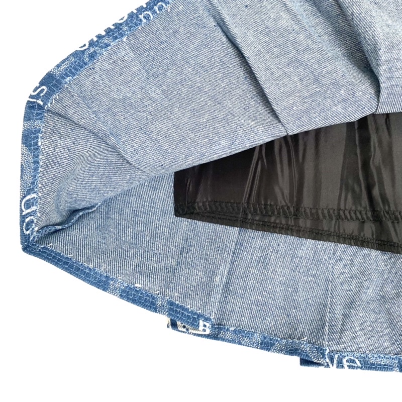 Chân váy xếp ly họa tiết chữ, chân váy tennis chất jean dày dặn [Quảng Châu cao cấp] | BigBuy360 - bigbuy360.vn