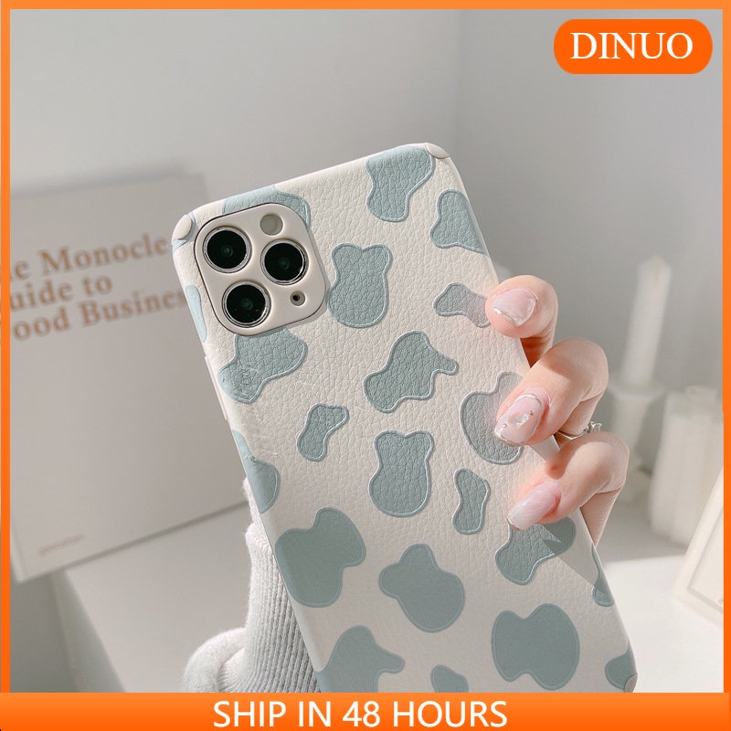Ốp lưng iphone Ốp điện thoại silicon phối da họa tiết bò sữa cho iPhone 11 Pro Max X Xr Xs Max 7 8 Plus Se 2020 12 pro max 12 mini/13/13PRO/13PROMAX/13MINI Dinuo case-III