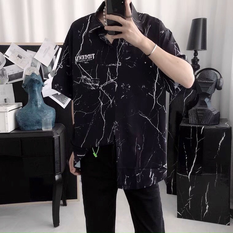 Áo sơ mi tay lỡ nam nữ form rộng mẫu LOANG TIDEEEKY