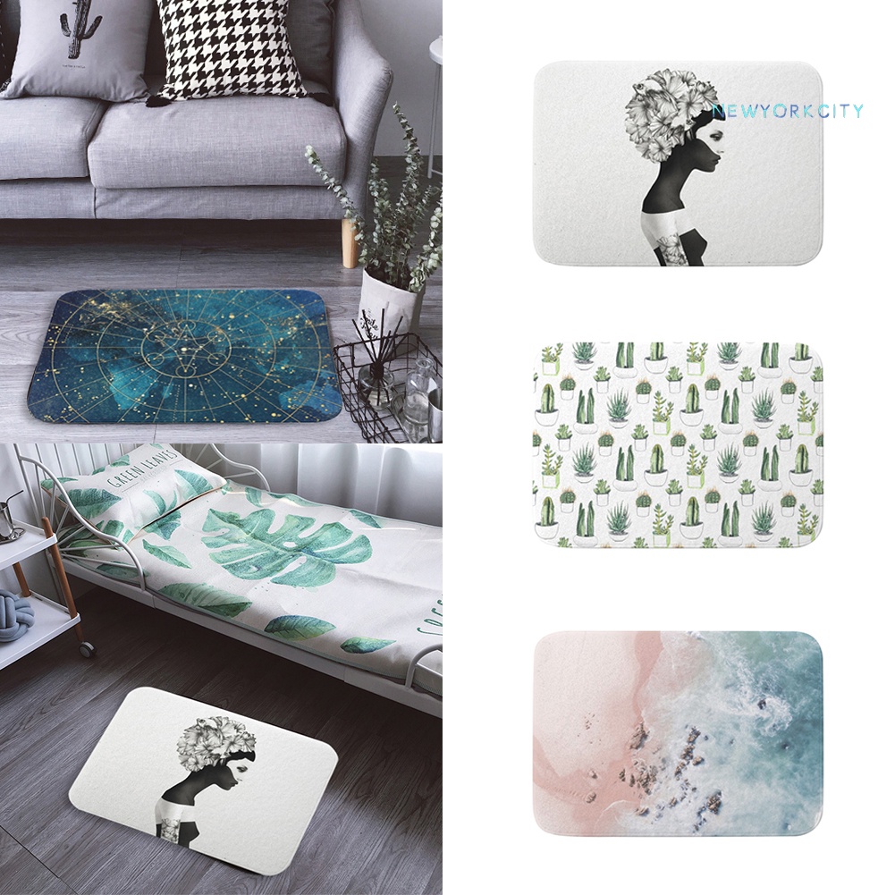 Thảm lót cửa chùi chân Chống Trượt Hình Chữ Nhật In Họa Tiết Núi Biển