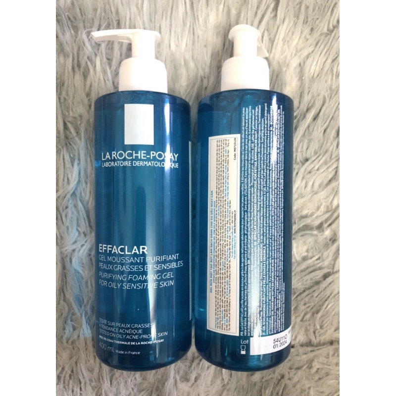 GEL RỬA MẶT  tạo bọt làm sạch & giảm nhờn cho da dầu nhạy cảm Laroche Posay Effaclar 400ml