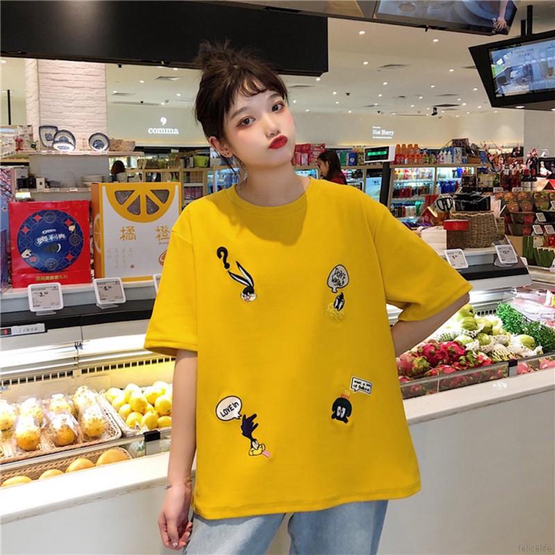 Áo thun nữ cổ tròn thêu hoa thời trang mùa hè