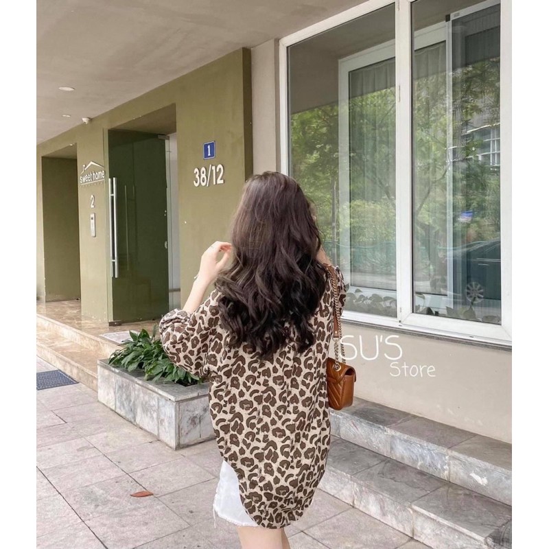 Sơmi da báo ulzzang kèm video + ảnh thật shop chụp