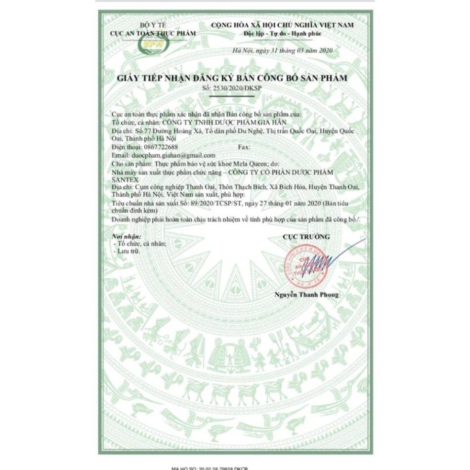 Trắng da, xóa nám tàn nhang,bổ sung nội tiết hiệu quả với  MELA QUEEN