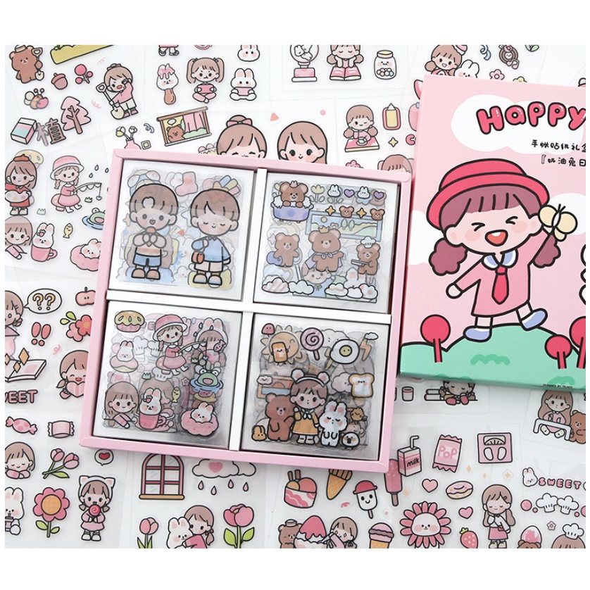 Tờ nhãn dán trang trí chất liệu PET dễ thương ngẫu nhiên