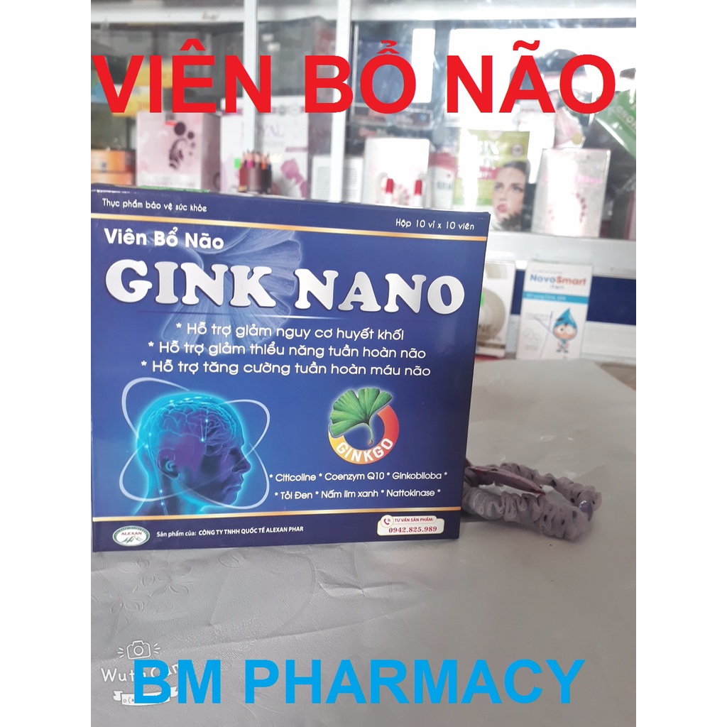 Viên uống bổ não GINK NANO, hỗ trợ hoạt huyết, tăng cường tuần hoàn máu não, giảm đau đầu, hoa mắt, chóng mặt, mất ngủ