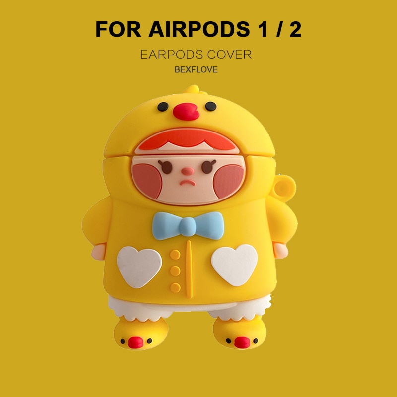 Vỏ bảo vệ hộp sạc tai nghe bluetooth không dây bằng silicon hình động vật dễ thương cho Airpods 1 / 2 / 3pro