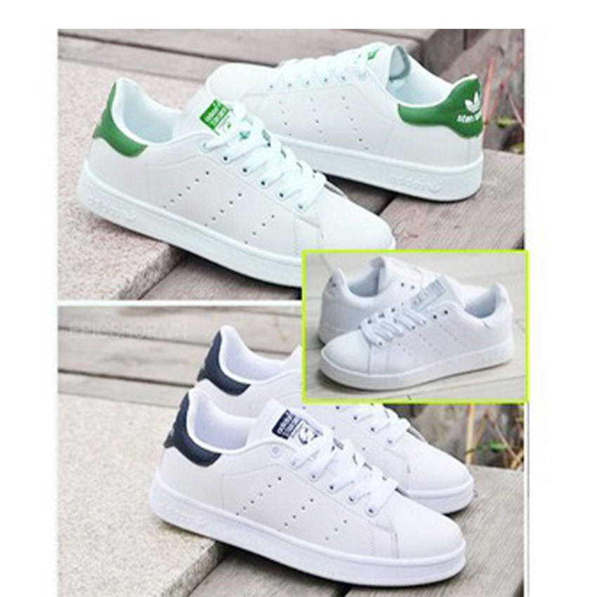 Giày thể thao stan smith trắng gót xanh, giày nam nữ sneoker tặng hộp