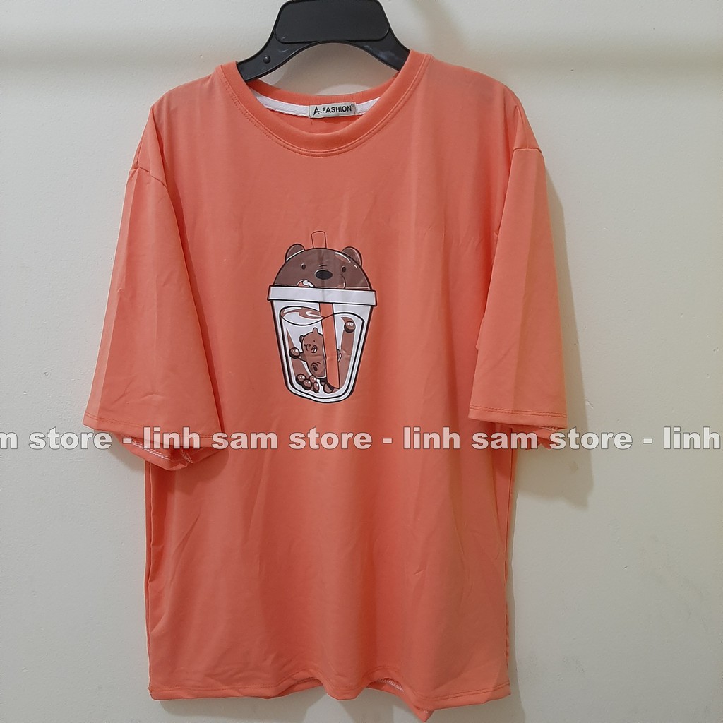 Áo thun tay lỡ freesize nữ phông form rộng Unisex mặc cặp, nhóm, lớp in ly TRÀ SỮA hình con GẤU | BigBuy360 - bigbuy360.vn