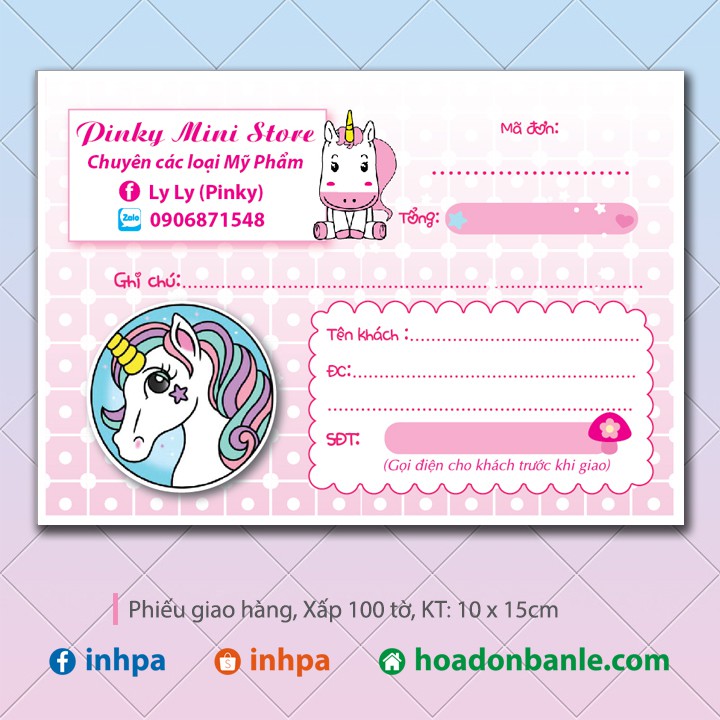 Phiếu ship hàng Ngựa Pony (400 tờ)