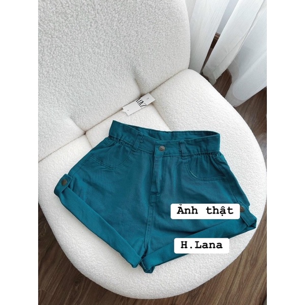 QUẦN SOOC JEAN XANH CỔ VỊT CẠP CAO HACK DÁNG
