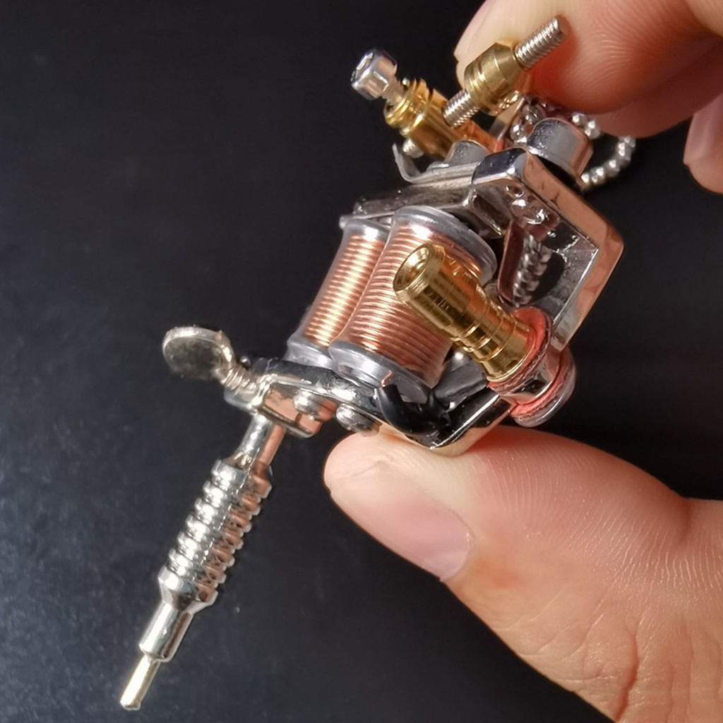 Thời Trang vòng cổ Thép Titan Mặt Máy Xăm Hình Màu Bạc Phong Cách Hip Hop Unisex