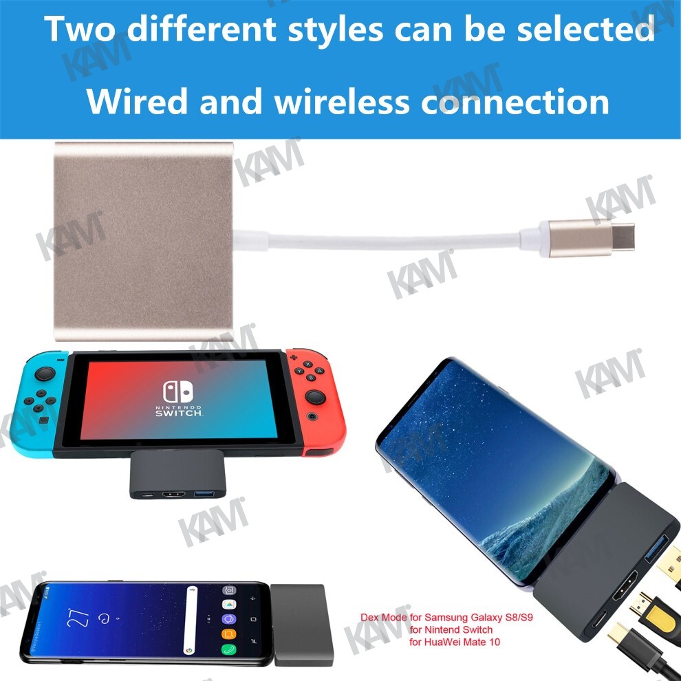 Cáp ChuyểN ĐổI Đa CổNg USB-C Sang HDMI 3 Trong 1 Cho Samsung Huawei iPad Mac NS USB 3.1 Type C Sang HDMI 4K USB 3.0 USB 3.2