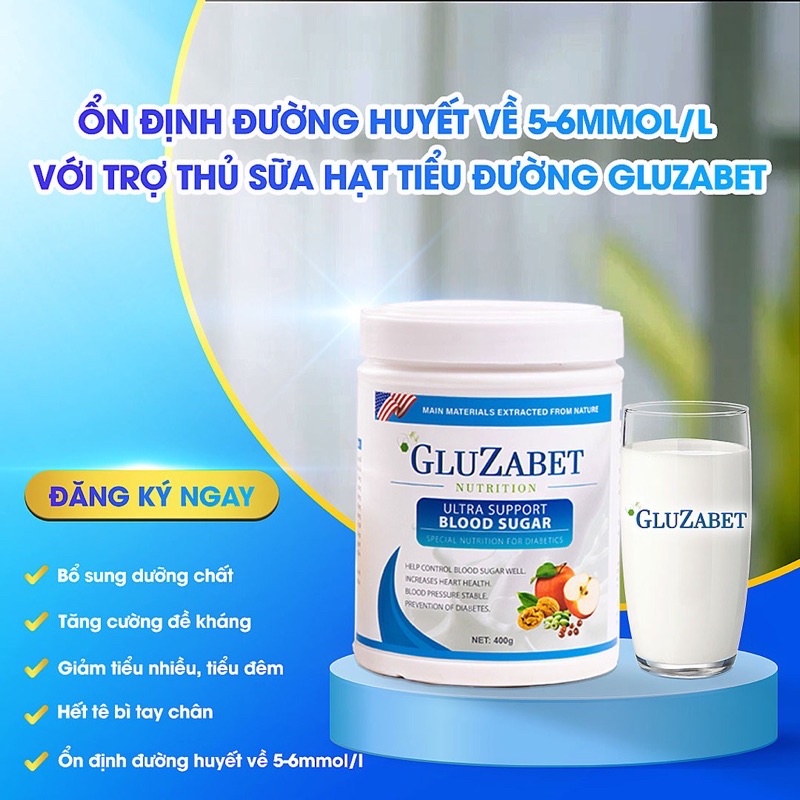 Sữa dinh dưỡng Gluzabet 400g, 800g dành cho người tiểu đường