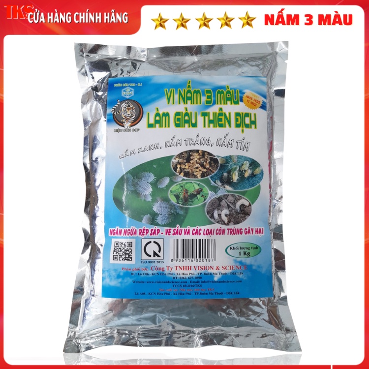 VI NẤM 3 MÀU: Ngăn Ngừa Rệp Sáp Gốc, Sùng Đất, Mối Mọt Đục Cành, Cắn Rễ - Gói 1kg