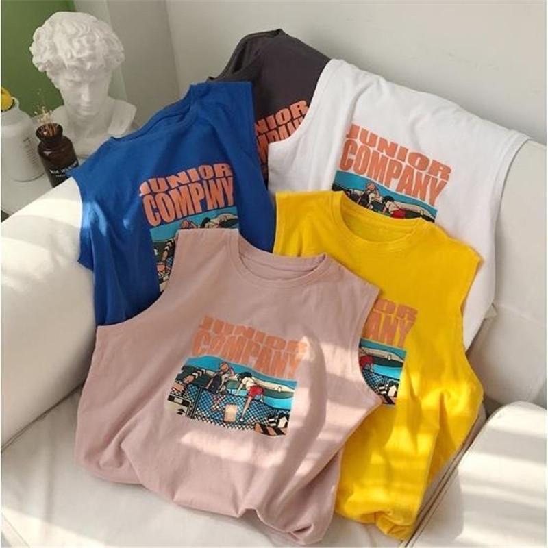 9m-5xl essummer fat mens tank top cho nam kích thước lớn thời trang phim hoạt hình in cơ bắp thể dục không tay áo quá khổ phong cách hàn quốc lỏng cotton cổ tròn sinh viên thanh niên thể thao tees